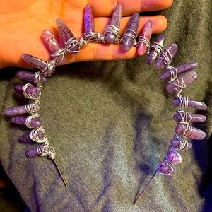 Angel amethyst aura crystal quarts headband crown